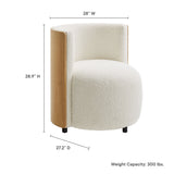 28 Inch Boucle Fabric Barrel Accent Chair in Natural Ivory