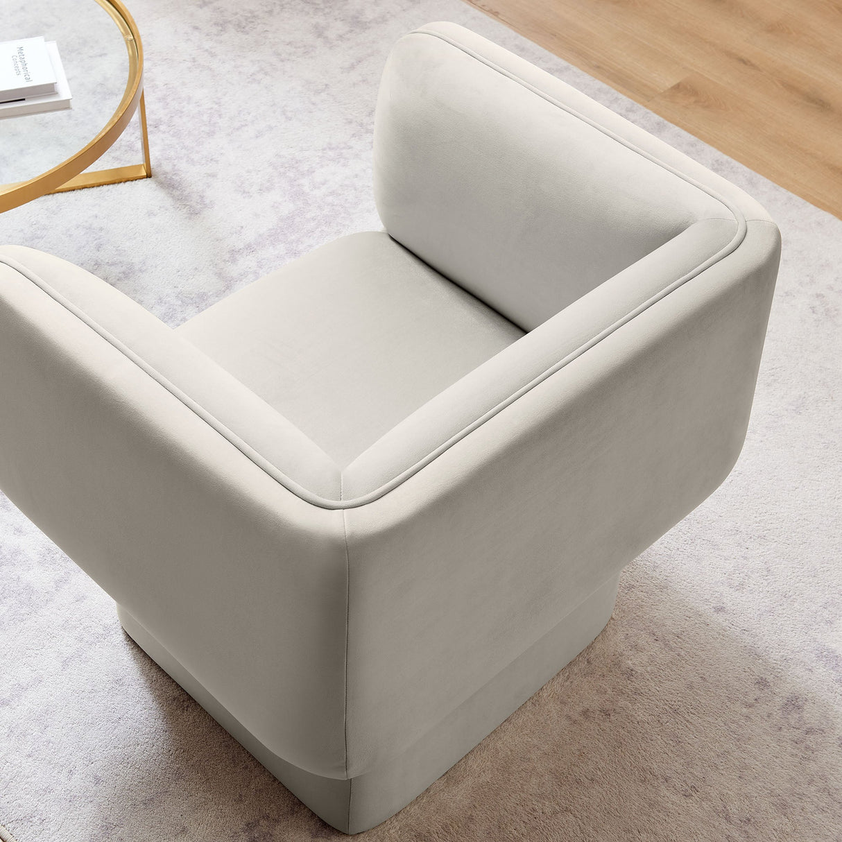 35 Inch Square Performance Velvet Accent Armchair