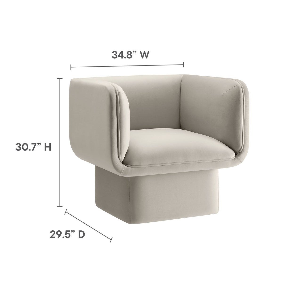 35 Inch Square Performance Velvet Accent Armchair