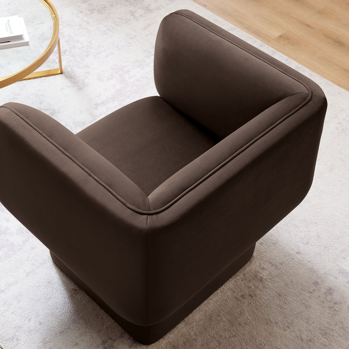 35 Inch Square Performance Velvet Accent Armchair