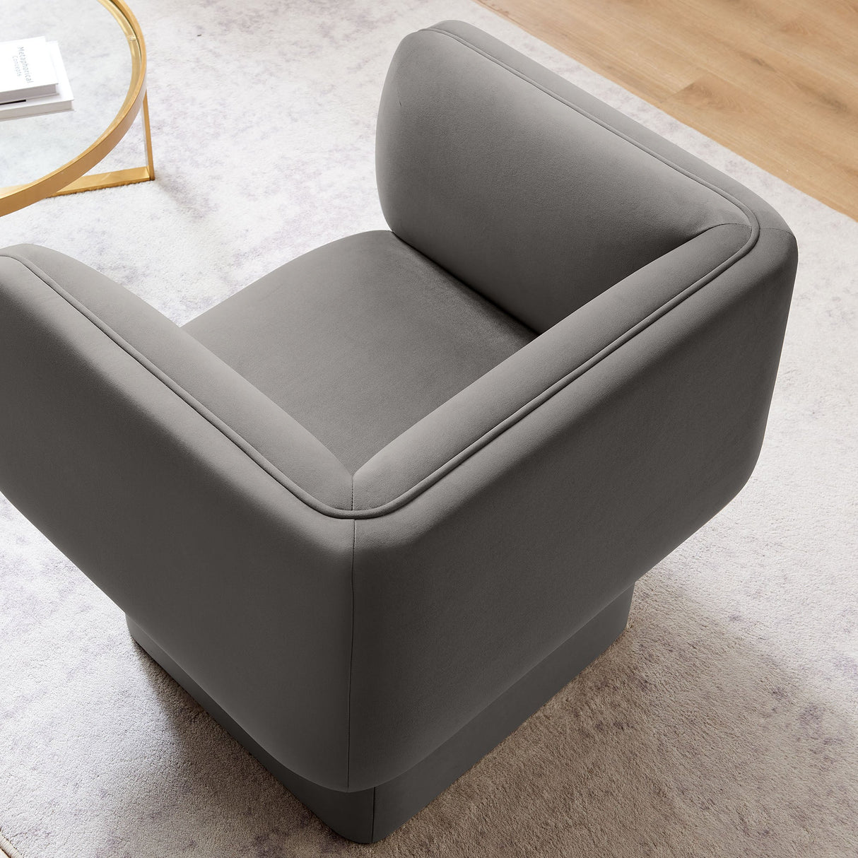 35 Inch Square Performance Velvet Accent Armchair
