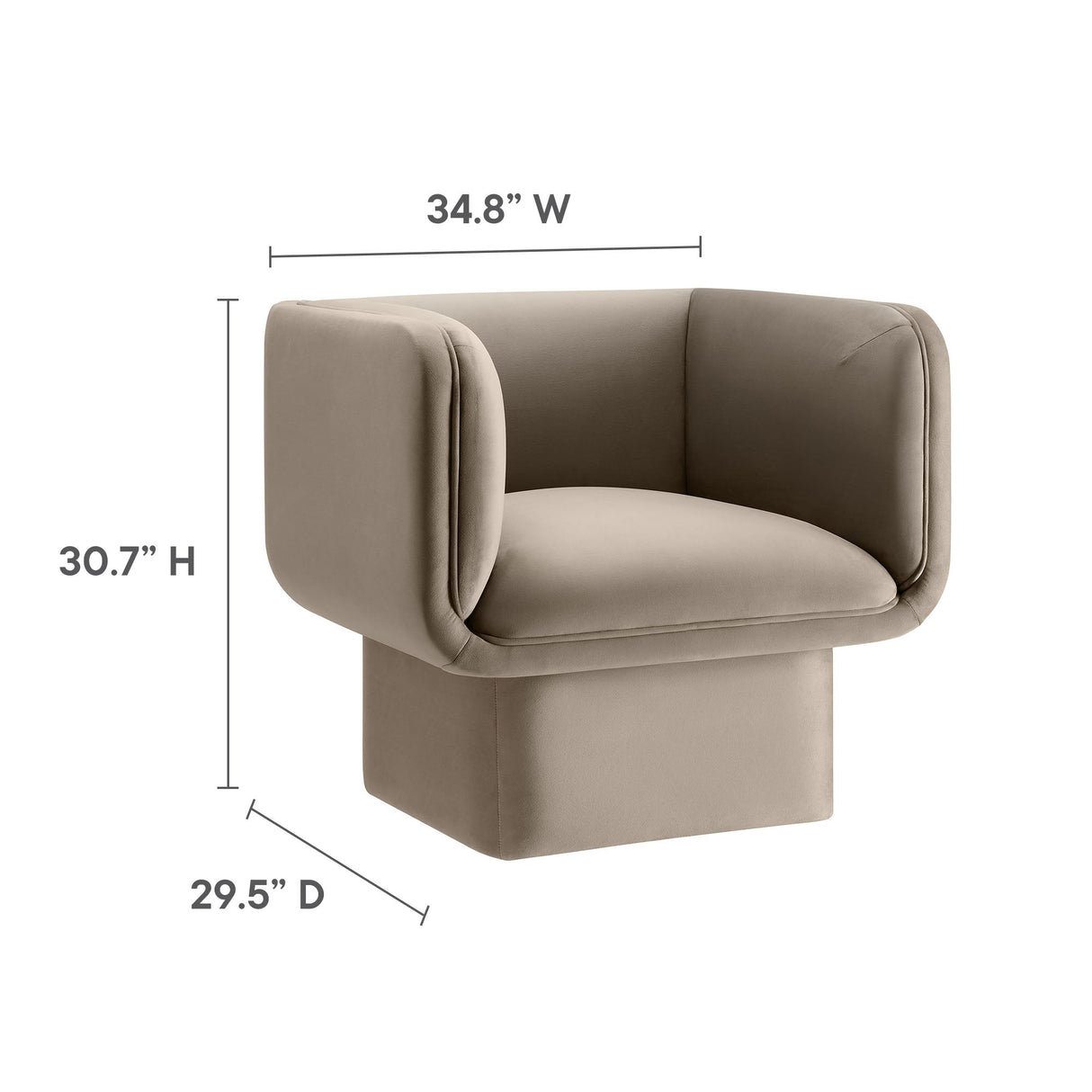 35 Inch Square Performance Velvet Accent Armchair