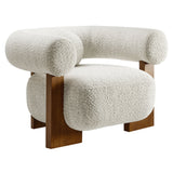41 Inch Oversized Boucle Fabric Chair with U-Shaped Back