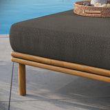 33" Natural Flint Gray Outdoor Patio Teak Wood Ottoman