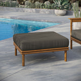 33" Natural Flint Gray Outdoor Patio Teak Wood Ottoman