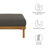 33" Natural Flint Gray Outdoor Patio Teak Wood Ottoman
