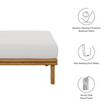 33" Natural Sail Outdoor Patio Teak Wood Ottoman