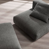 91 Inch Modular Upholstered Fabric Armless Chair and Ottoman Set