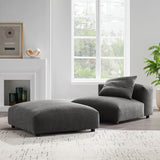 91 Inch Modular Upholstered Fabric Armless Chair and Ottoman Set