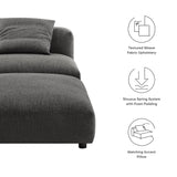 91 Inch Modular Upholstered Fabric Armless Chair and Ottoman Set