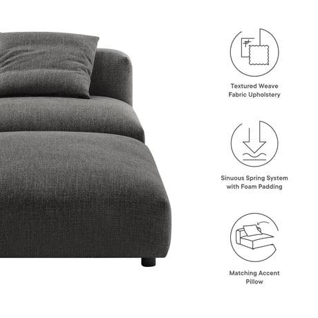 91 Inch Modular Upholstered Fabric Armless Chair and Ottoman Set