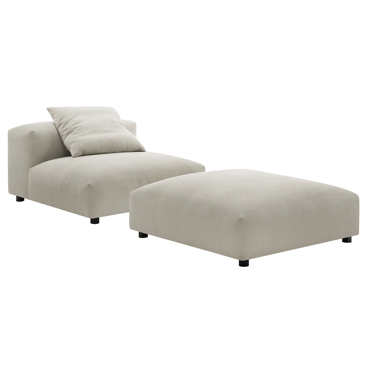 91 Inch Modular Upholstered Fabric Armless Chair and Ottoman Set