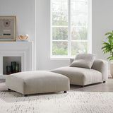 91 Inch Modular Upholstered Fabric Armless Chair and Ottoman Set