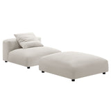91 Inch Modular Upholstered Fabric Armless Chair and Ottoman Set