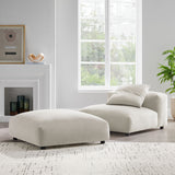 91 Inch Modular Upholstered Fabric Armless Chair and Ottoman Set