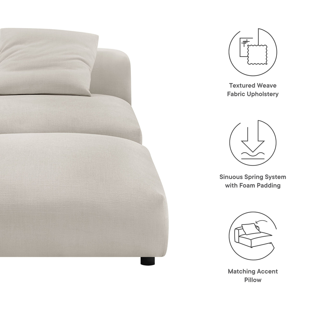 91 Inch Modular Upholstered Fabric Armless Chair and Ottoman Set
