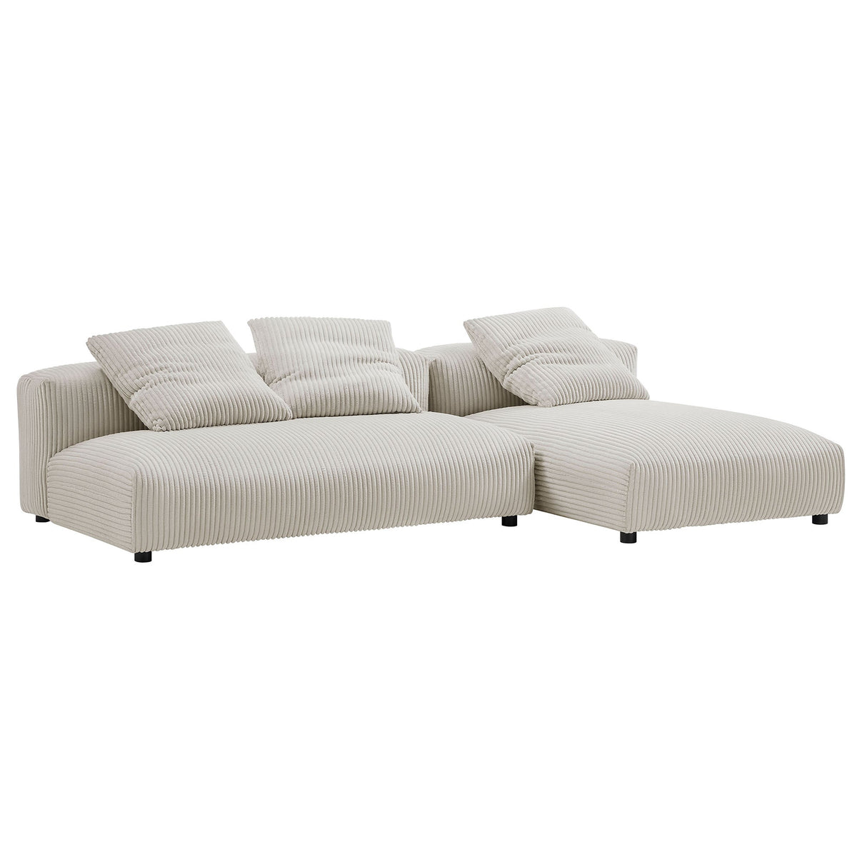2 Piece 107" Modular Corduroy Upholstered Sectional Sofa With Chaise