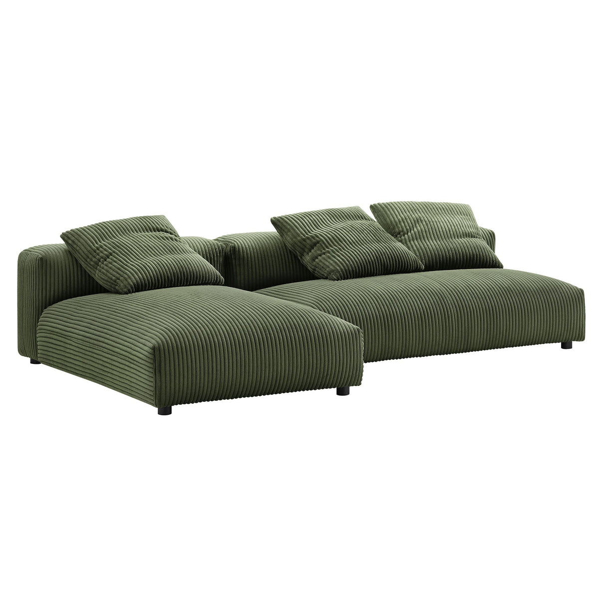 2 Piece 107" Modular Corduroy Upholstered Sectional Sofa With Chaise