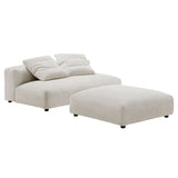 2 Piece 91" Modular Corduroy Upholstered Armless Loveseat and Ottoman Set