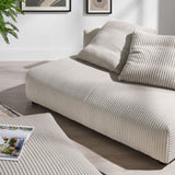 2 Piece 91" Modular Corduroy Upholstered Armless Loveseat and Ottoman Set