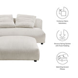 2 Piece 91" Modular Corduroy Upholstered Armless Loveseat and Ottoman Set