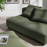 2 Piece 91" Modular Corduroy Upholstered Armless Loveseat and Ottoman Set