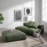 2 Piece 91" Modular Corduroy Upholstered Armless Loveseat and Ottoman Set