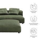 2 Piece 91" Modular Corduroy Upholstered Armless Loveseat and Ottoman Set