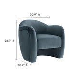 31 Inch Performance Velvet Pleated Barrel Accent Chair