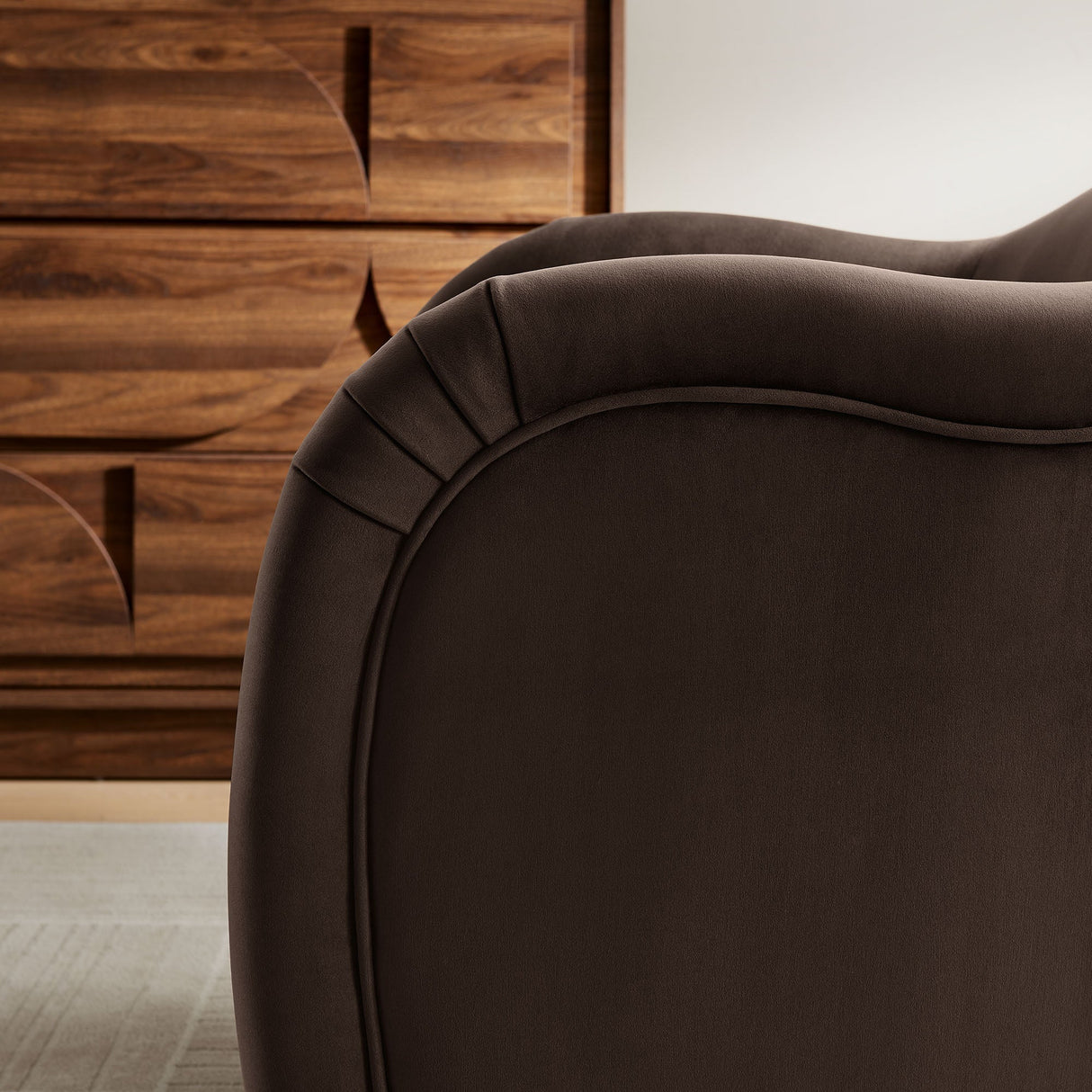 31 Inch Performance Velvet Pleated Barrel Accent Chair