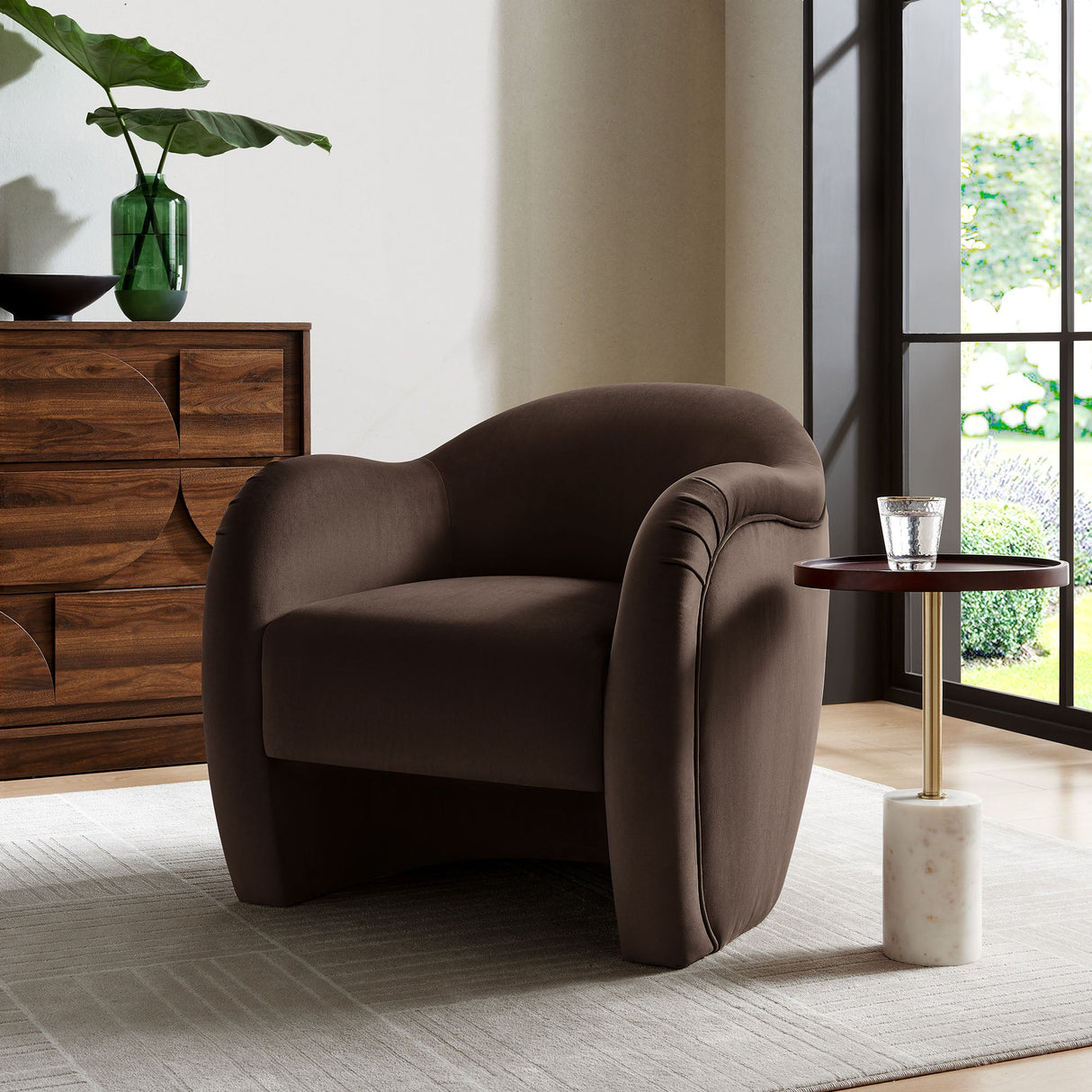 31 Inch Performance Velvet Pleated Barrel Accent Chair