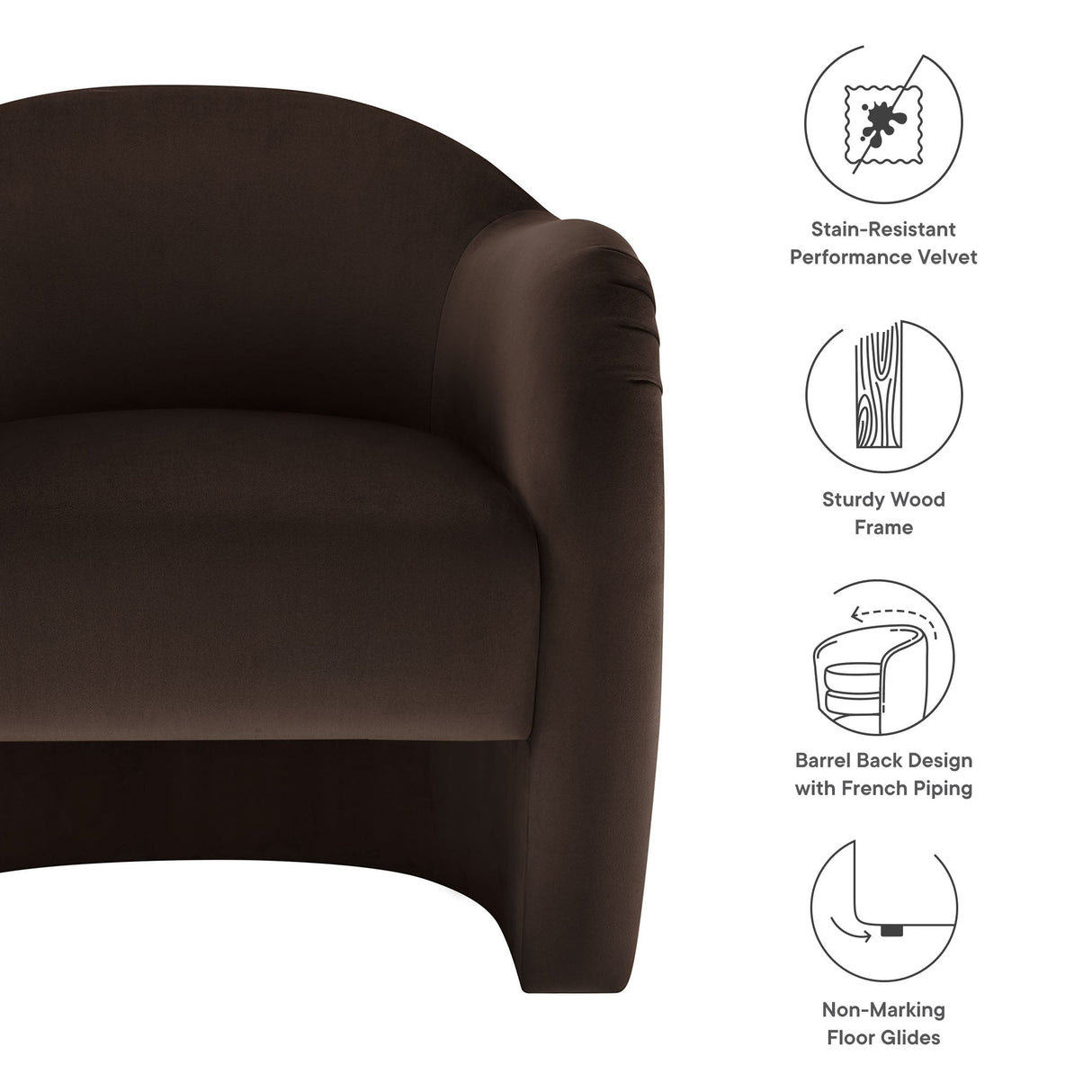 31 Inch Performance Velvet Pleated Barrel Accent Chair