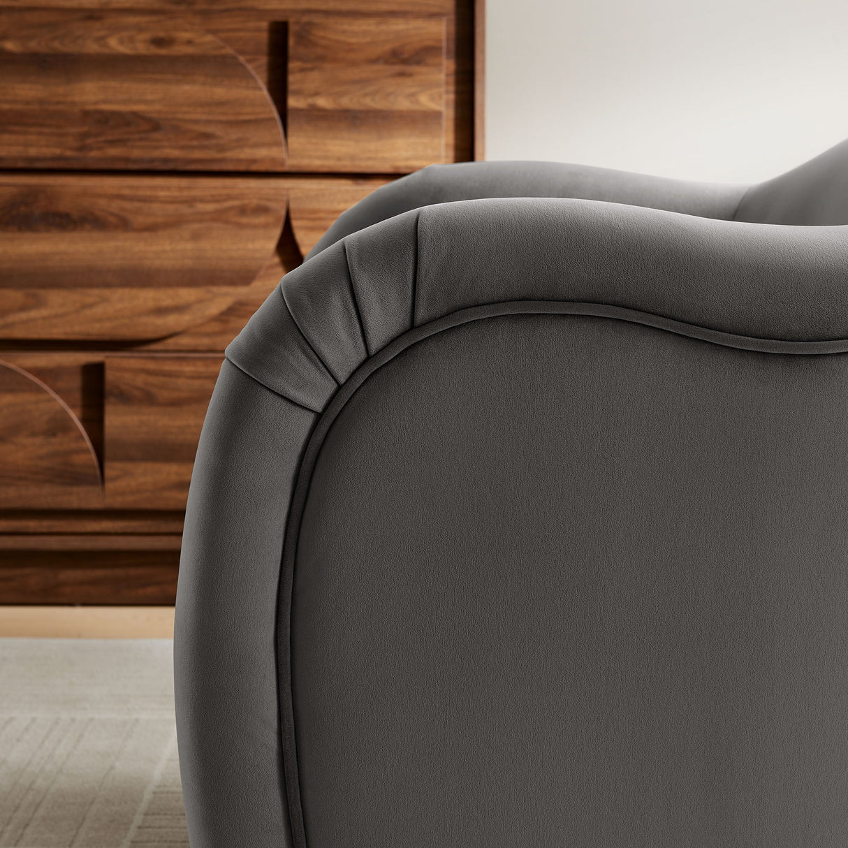 31 Inch Performance Velvet Pleated Barrel Accent Chair