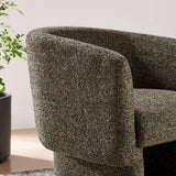 28 Inch Curved Boucle Fabric Barrel Accent Chair