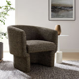 28 Inch Curved Boucle Fabric Barrel Accent Chair