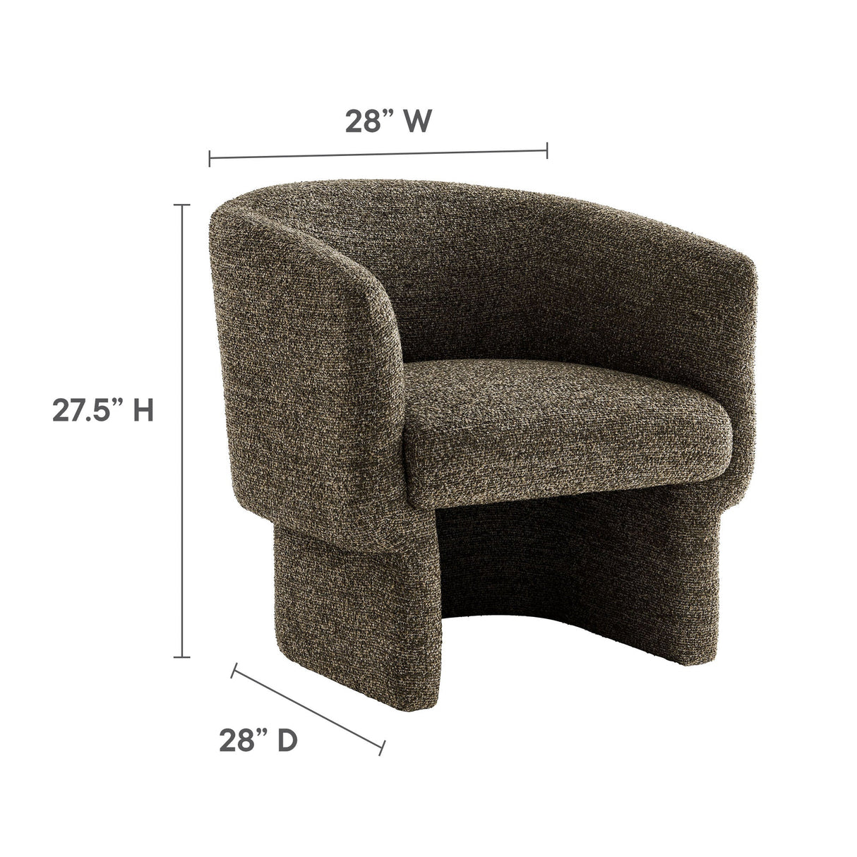 28 Inch Curved Boucle Fabric Barrel Accent Chair