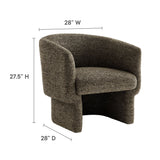 28 Inch Curved Boucle Fabric Barrel Accent Chair