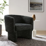 28 Inch Curved Boucle Fabric Barrel Accent Chair