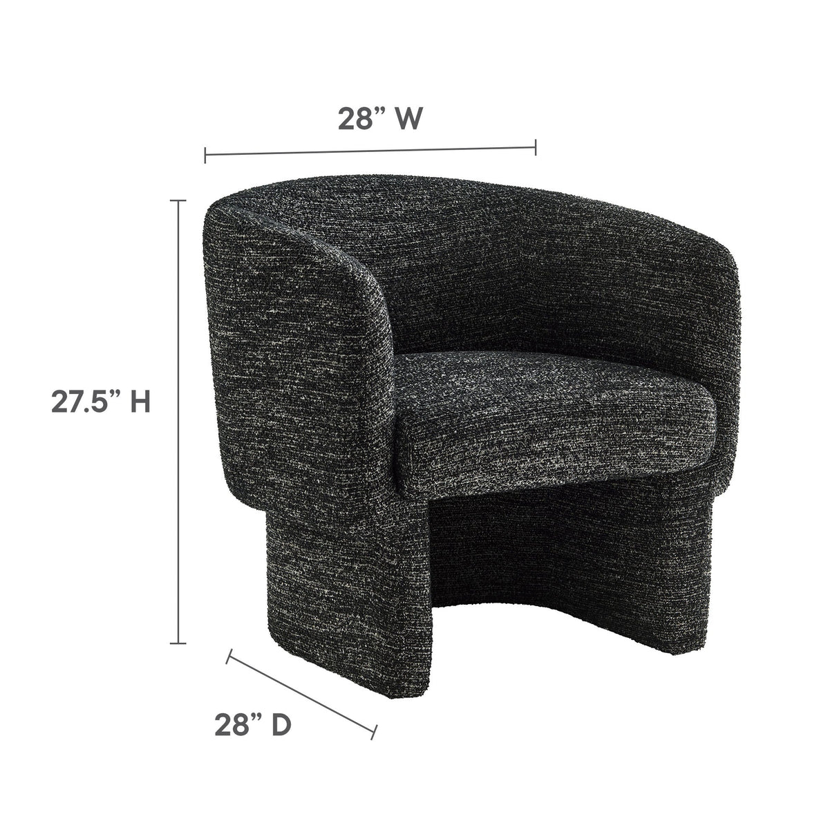 28 Inch Curved Boucle Fabric Barrel Accent Chair