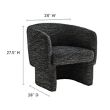 28 Inch Curved Boucle Fabric Barrel Accent Chair