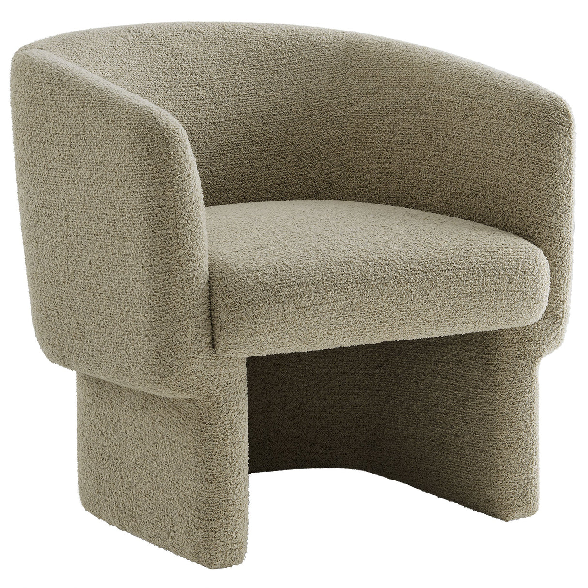 28 Inch Curved Boucle Fabric Barrel Accent Chair