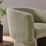 28 Inch Curved Boucle Fabric Barrel Accent Chair