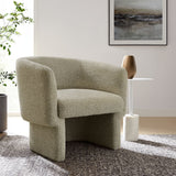 28 Inch Curved Boucle Fabric Barrel Accent Chair