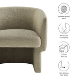 28 Inch Curved Boucle Fabric Barrel Accent Chair