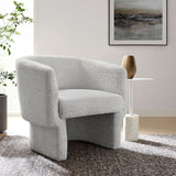 28 Inch Curved Boucle Fabric Barrel Accent Chair
