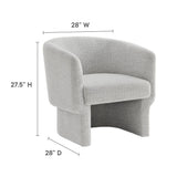 28 Inch Curved Boucle Fabric Barrel Accent Chair