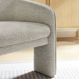 27 Inch Boucle Fabric Barrel Accent Chair with 3-Leg Design