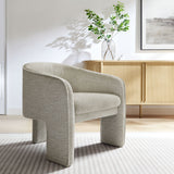 27 Inch Boucle Fabric Barrel Accent Chair with 3-Leg Design