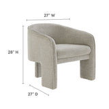 27 Inch Boucle Fabric Barrel Accent Chair with 3-Leg Design