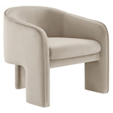 27 Inch Greer Modern Performance Velvet Barrel Accent Chair with 3-Leg Design